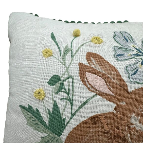 Threshold Bunny Chick Embroidered Pillow 100% Cotton Shell 19"x14" Spring Decor - Picture 7 of 16
